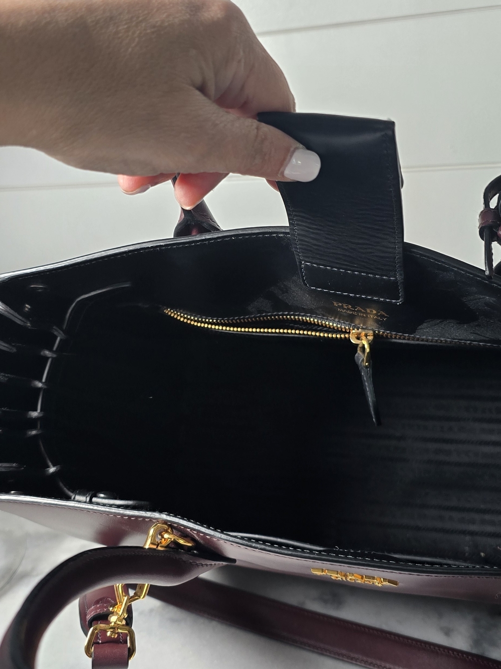 Prada Burgundy Leather Tote Bag with Shoulder Strap AMAZING Has Dust Bag - Picture 9 of 11